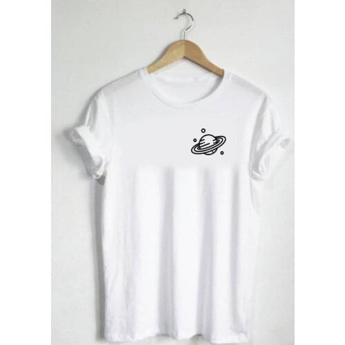 Unisex Space Cute Youth Saturn T-Shirt Galaxy Saturn Ring Planet Slogan Tee Stylish Cotton Space Vintage Grunge Tops