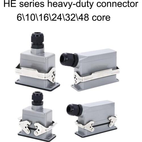 HDC-HE-010-1 Industrial heavy duty F/M rectangular aviation connector 10-pin 16A 500V plug