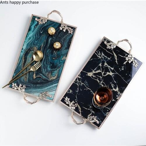 Nordic Creative Gold plating glass tray Household Storage organization decoration tray Jewelry display Home Decoration mirror