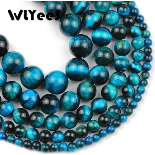 WLYeeS Natural Stone Lake Blue Tiger Eye Round Beads 4 6 8 10 12MM Ball Loose beads for DIY bracelet Necklace For Jewelry Making