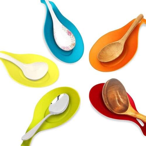 Kitchen Silicone Spoon Mat Rests Heat Resistant Placemat Drink Glass Coaster Tray Spoon Pad Cooking Utensils Holder