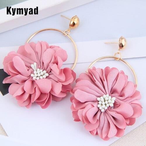 Kymyad Trendy Colorful Flower Earrings For Women Jewelry Bijoux Gold Color Woman Drop Earrings Bohemian Earings Fashion Jewelry