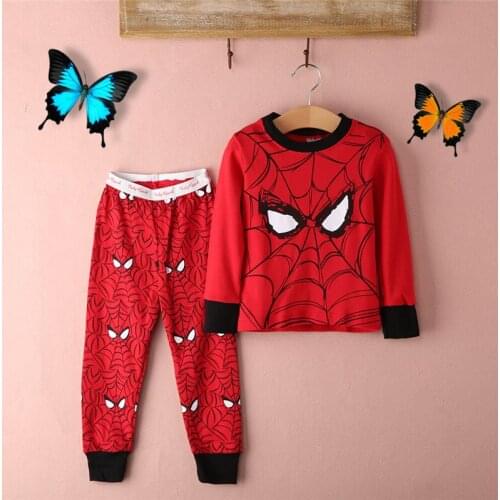 Baby Boys Girl Clothes Toddler Cotton Pajamas 2PCS Set Spider-Man Cartoon Print Sleepwear Nightwear Pajamas Set 2-8Y