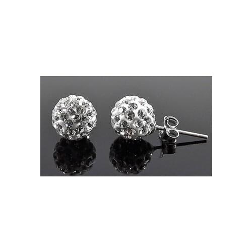 Wholesale!DHL EMS Free+Gift.8mm White Crystal Beads fashion Silver Plate Earrings Stud Jewelry g532