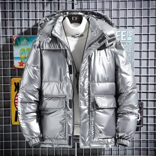 Glossy Thick Overcoat Warm Hooded Parka Down Coat Men Streetwear Plus Size Winter Jacket Women White Duck Down Coat Outerwear