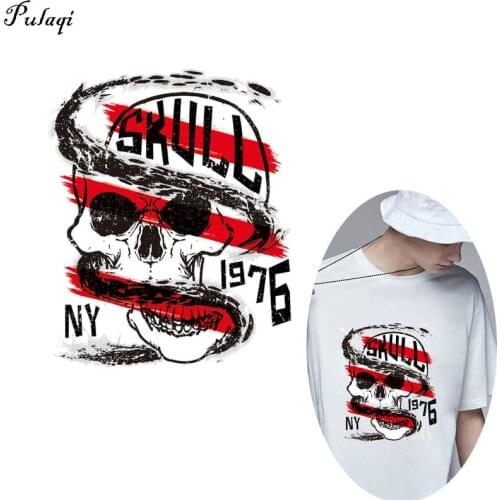 Hiphop Patch Thermo Stickers On Clothes 1976 Skull Patches Print On T-Shirt Clothes Decoration Accessory Heat Transfer Stickers
