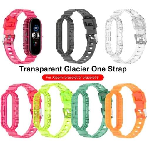 Suitable For Mi Band 5/6 Transparent Strap Huami Band 5 Glacier Integrated Made Of TPU Soft Glue Environmental Sports Wristband