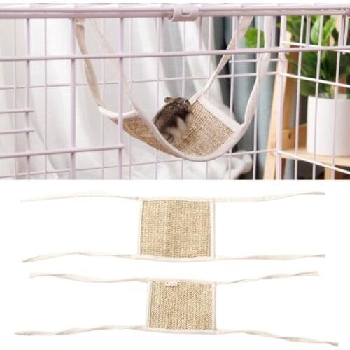 Hanging Hammock for Small Animals Breathable Cool Grass Bed Cage Accessories for Guinea Pig Hamster Ferret Chinchilla
