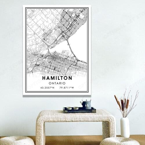 HAMILTON Map Poster HD Print Canvas Painting Mural Family Living Room Bedroom Office Painting Baby Poster Christmas Party Decora