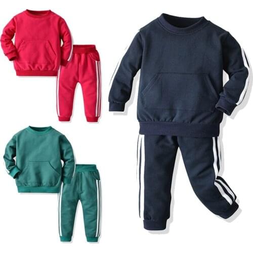 Toddler Children Casual Long-sleeved Sports tracksuit Top Pants Costume Two Pieces Cotton Baby Boys Fashion Casual Clothing Sets