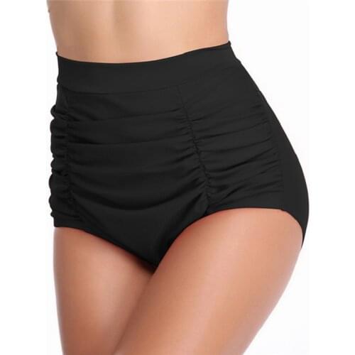 Women Push Up Swimming Separate Bikini Bottoms Adjustable Swimwear Sexy Brazilian Female Beach High Waist Black Swimsuit Sports