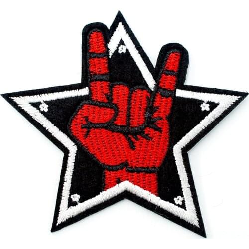 ROCK Size:8.0x8.5cm Iron On Patch Clothing Embroidered Sewing Applique Sew On Fabric Badge Apparel Accessories