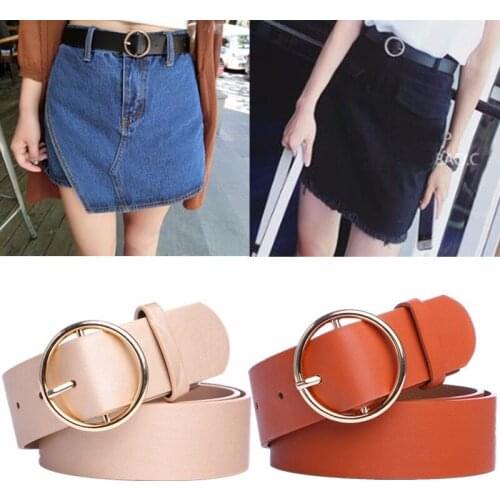 Retro Pu Leather Belts for Women Fashion Jeans Classic Waist Belt Simple Round Buckle Female Pin New Waistband