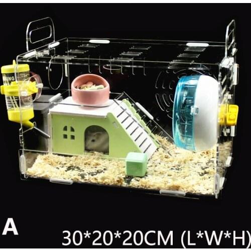 Luxury Crystal Hamster Cage Castle House Small Animal Cages (30*20*20cm)