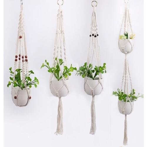 Handmade Macrame Plant Hanger Vintage Cotton Linen Flower Pot Holder Indoor Wall Hanging Basket Boho Wedding Home Garden Decor