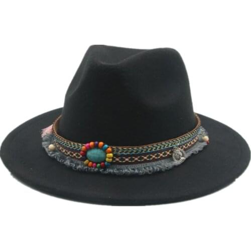 Fedora hats western cowboy men women vintage fascinator wide brim winter hat casual wedding panama black white winter women hats