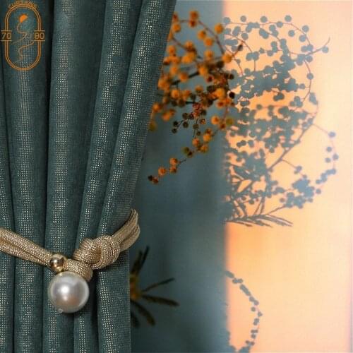 Nordic High-end Bronzing Chenille Curtains Retro Luxury Persian Green Blackout Curtains for Living Room Bedroom Customization