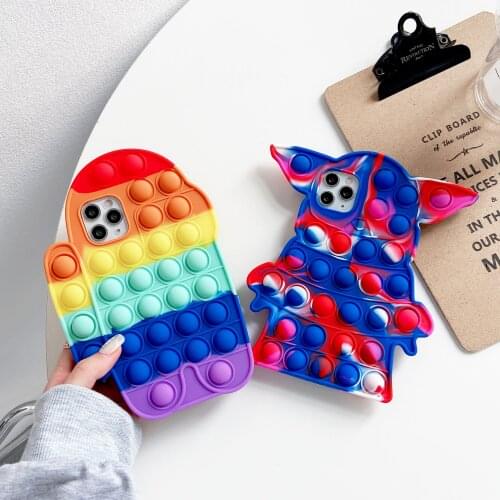 Cartoon Animals Silicon Case For Iphone 12 Pro 11 6S 7 8 Plus X XR XS Max SE 2020 Cover Reliver Stress Bubble Cover