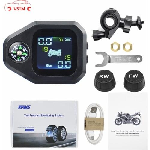 Original Wireless Motorcycle TPMS Tire Pressure Monitoring System Motor Tyre LCD Display Internal or External TH/WI Sensors