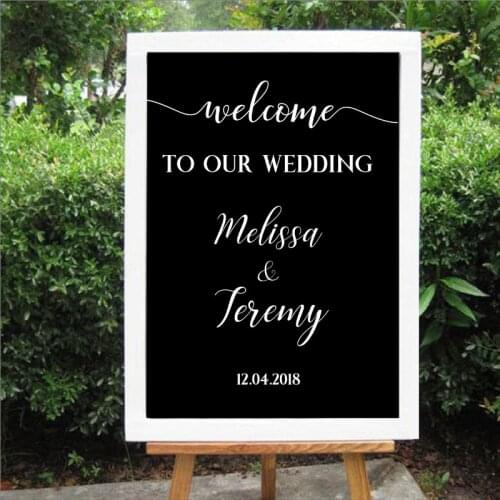 Wedding Welcome Sign Decal Welcome to our Wedding Sign Personalized Wedding Stickers Vinyl Removable Waterproof Sticker