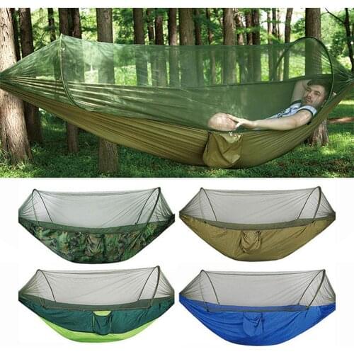 Outdoor Hammock Bug Net Camping Hammock Automatic Mosquito Net Nylon Gauze Sleeping Cloth Ventilated Swing Chair Outdoor