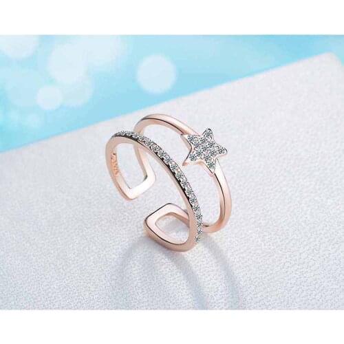 Anniversary Party Rings Rose Gold /Silver Color AAA Zirocnia Inlayed Cross Opening Ring Fashion Punk Band Jewelry