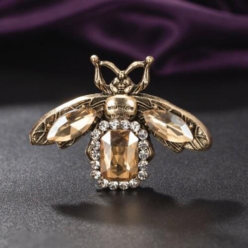 Zlxgirl jewelry New Arrival Green Crystal bee insect brooches jewelry for women gifts brand womens wedding party scarf pins