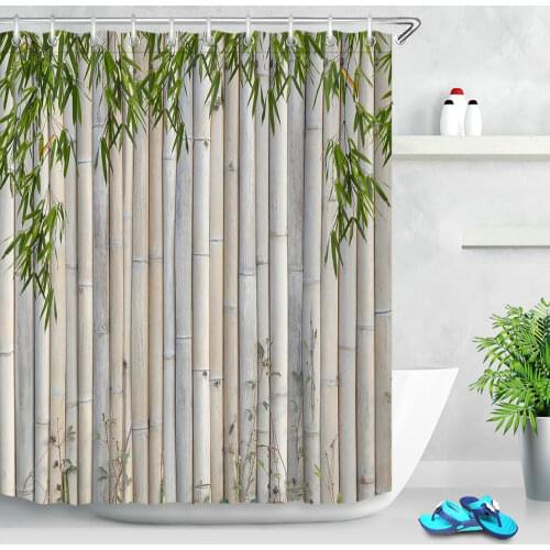 Green Bamboo Shower Curtains Black Stone White Candle Zen Garden Scenery Home Wall Decor Bathroom Fabric Bath Curtain With Hooks