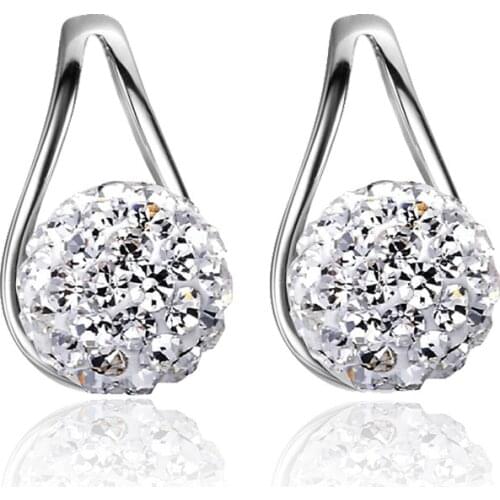 100% 925 sterling silver high quality shambhala crystal ladiesstud earrings wholesale jewelry women girls birthday gift