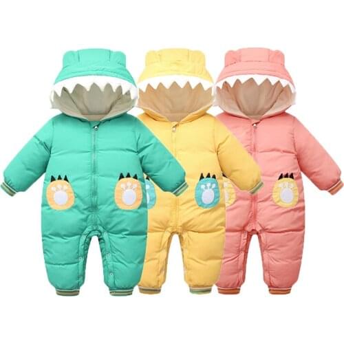 2020 Winter Warm New Born 3M 6M 9M 12M 18M 24M Toddler Infant Jumpsuit Plus Velvet 80 90 100cm Cartoon Baby Boys Girls Rompers