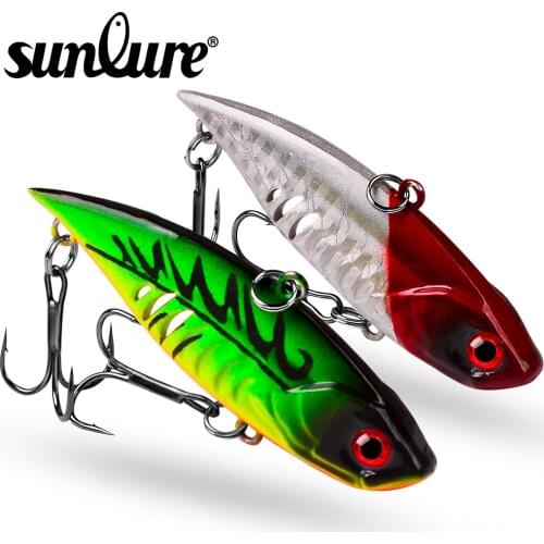 Sunlure 1PC 5 colors Pencil Top Fishing Lures 6.5cm-2.56" VIB Fishing Tackle 11g-0.39oz Fishing Bait 6# Hook In Sample Opp Bag