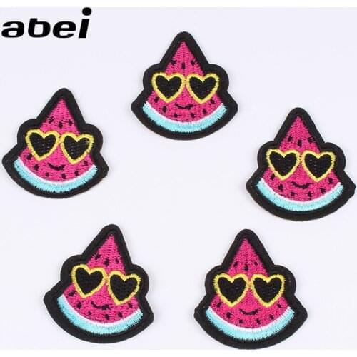 10pcs/lot Funny Watermelon Stickers For Kids Hats Jeans Pants Coats Embroidery Fabric Appliques Sew On Garments Stickers Badge