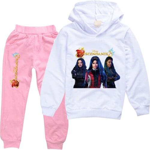 Disney Descendants 3 Kids Sweatshirt Hoodies Pants 2pcs Sets Print Baby Girls Hoodies Descendants3 Children Cartoon Clothing