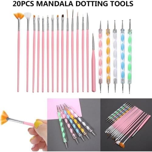 20pcs Mandala Dotting Tools Rock Painting Kits Art Pen Paint Brush Set Multifunction Embossing Dot Kit Dotting Tool Set Handwork
