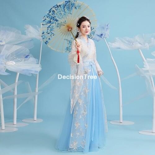 2021 woman chinese traditional ancient dance costumes women national stage ethnic hanfu embroidery tang suit lady hanfu dress