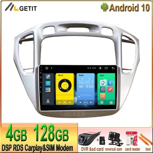 4G+128G Carplay 9'' Android 10 For Toyota Highlander 2001-2007 Multimedia Player WIFI DSP BT SWC Radio 2Din No DVD Player