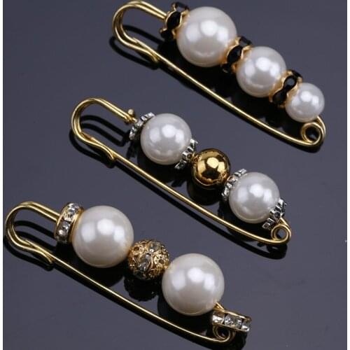 6pcs/lot rhinestone with imitation pearl brooches fashion jewelry DIY manual accessories for Christmas-qz0072