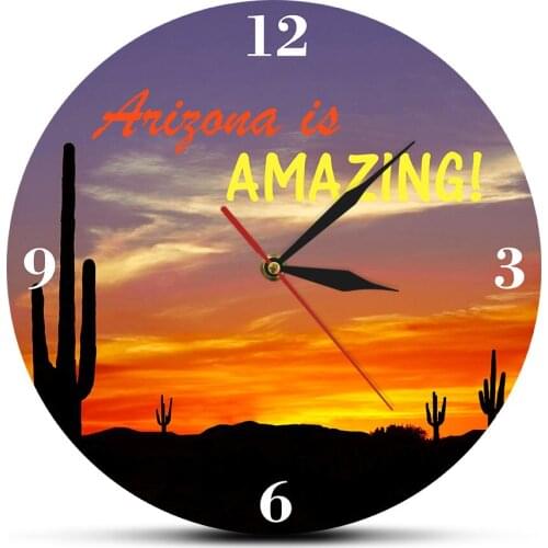 Arizona is Amazing Large Saguaro Cactus Wall Clock Natural landscape Home Decor Southwestern Wall Art Souvenir Hanging Clock