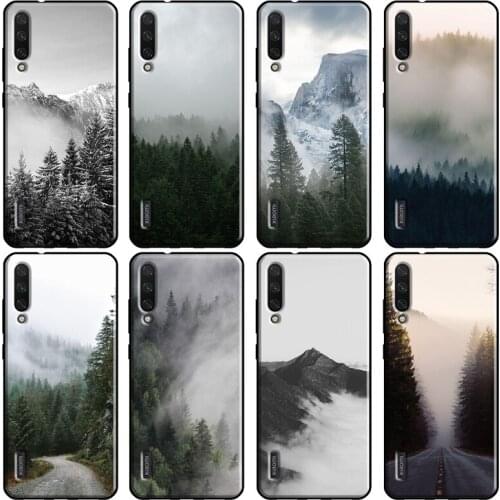 Black White Mountain Forest Peak Mist For POCO X3 M3 F2 Pro Case For Xiaomi Mi 11 A1 A2 A3 Mi Note 10 Lite Mi 10T 9T Pro Coque