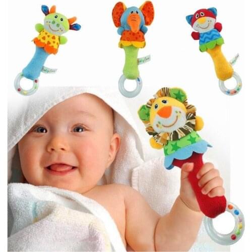 Baby Cartoon Rattle Toys 0-12 Months Bed Stroller Baby Mobile Hanging Rattles Plush