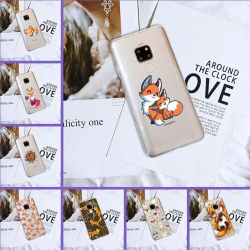 Kawaii Fox Animal Cute Flower Back Cover For Huawei Mate 20 10 9 Pro Soft Silicone Phone Case For Huawei Mate 7 8 9 10 20 Lite