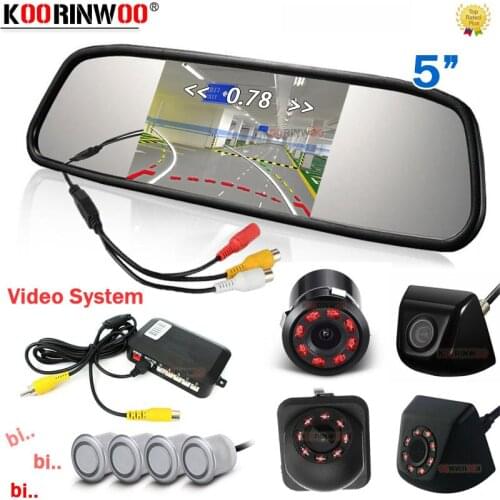 Koorinwoo Intelligent Dynamic Trajectoric Line Parktronic Monitor Mirror Car Parking Sensors 4 Rear view camera Car Accessories