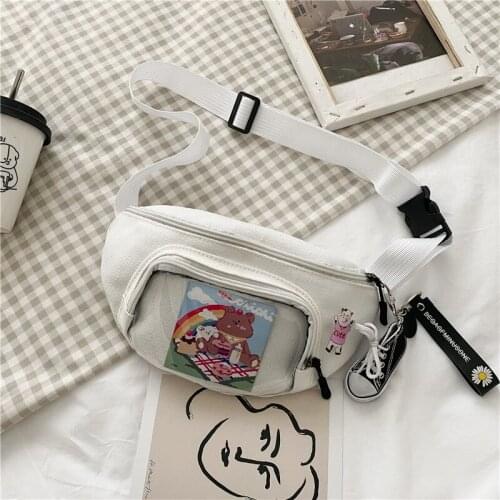 Korean Fashion Chest Bag Women Canvas Bag Summer Mobile Phone Bag Lovely Waist Bag For Women Purses Bolsa Feminina Bags Women