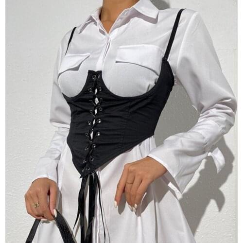 Underbust Corset Steel Boned Push Up Bustier Corset Waist Shaper Shapewear Belts Black Corset Tops For Women