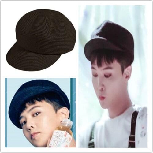 KPOP G-Dragon Tea Pie Straw Beret Foldable Simple Black Peaked Cap PEACEMINUSONE Visors Hip Hop Unisex Cap v151