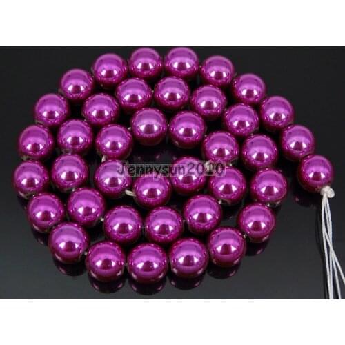 10mm Metallic Magenta Fuchsia Natural Hematite Gems stone Round Ball Beads16'' for Jewelry Making Crafts 5 Strands/Pack