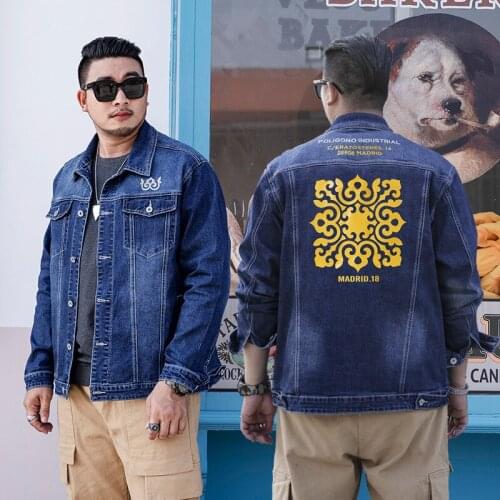 Extra XL Menswear Mens Denim Jacket Fashion Brand Embroidered Printed Loose Mens Denim Jacket Plus Size Men Clothing
