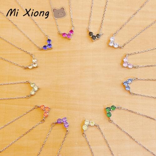 Mi Xiong 925 sterling silver 12-color diamond-studded exquisite clavicle chain elegant charm ladies anniversary holiday gift