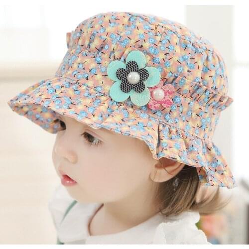 Sweet Baby Gift Infant Floral with Flower Beach Outdoor Sun Bucket Hat Cap 3-36 Months baby photo props newborn