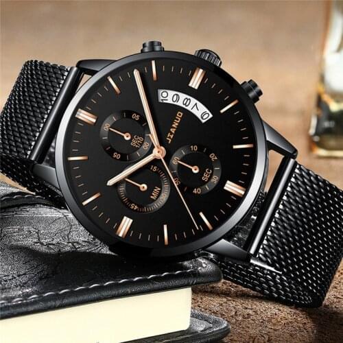 Top Luxury Mens Casual Date Calendar Watch Business Watches Men Ultra Thin Stainless Steel Mesh Quartz Watch Relogio Masculino